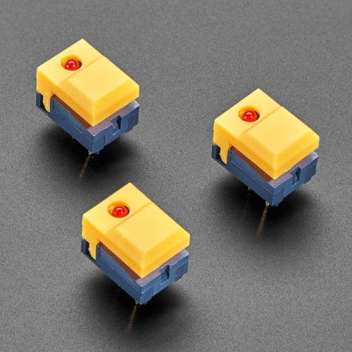 노랑 스텝 스위치 3개 -빨강 LED (Step Switch with LED - Three Pack of Yellow with Red LED - PB86-A1)