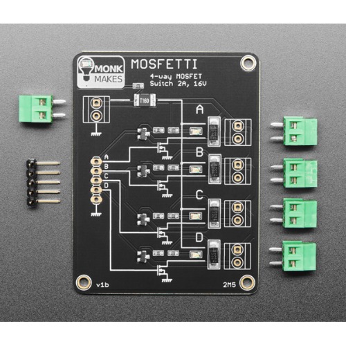 Mosfetti 4채널 MOSFET 드라이버 보드 (Mosfetti 4 Channel MOSFET Driver Board by Monk Makes)