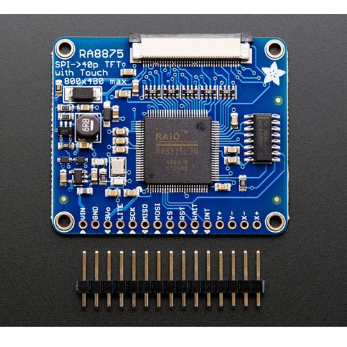 RA8875 드라이버 모듈 -40핀 TFT터치 디스플레이용, 800x480 Max (RA8875 Driver Board for 40-pin TFT Touch Displays - 800x480 Max)