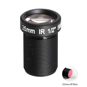 1/2 인치 M12 마운트 5MP 카메라 렌즈 -25mm 초점거리, IR 필터 (1/2 inch M12 Mount 5MP Camera Lens -25mm, IR Filter)