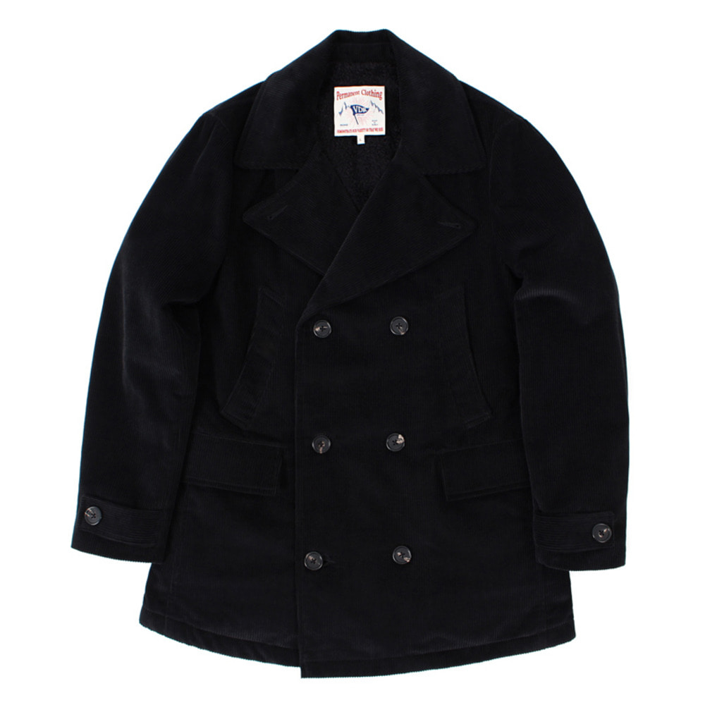 CORDUROY BOA PEA COAT [Black]