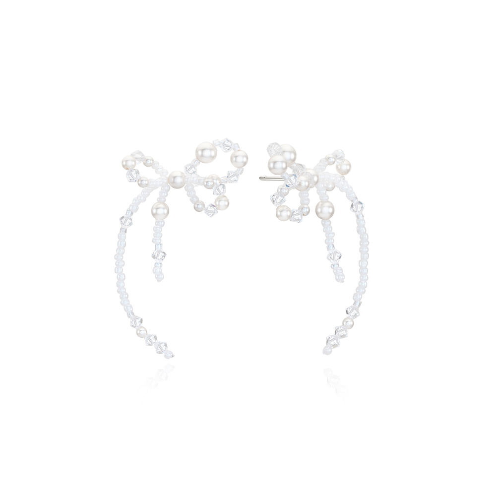 [5/24 순차배송] White Blossom Ribbon Earrings_VH2412EA005M