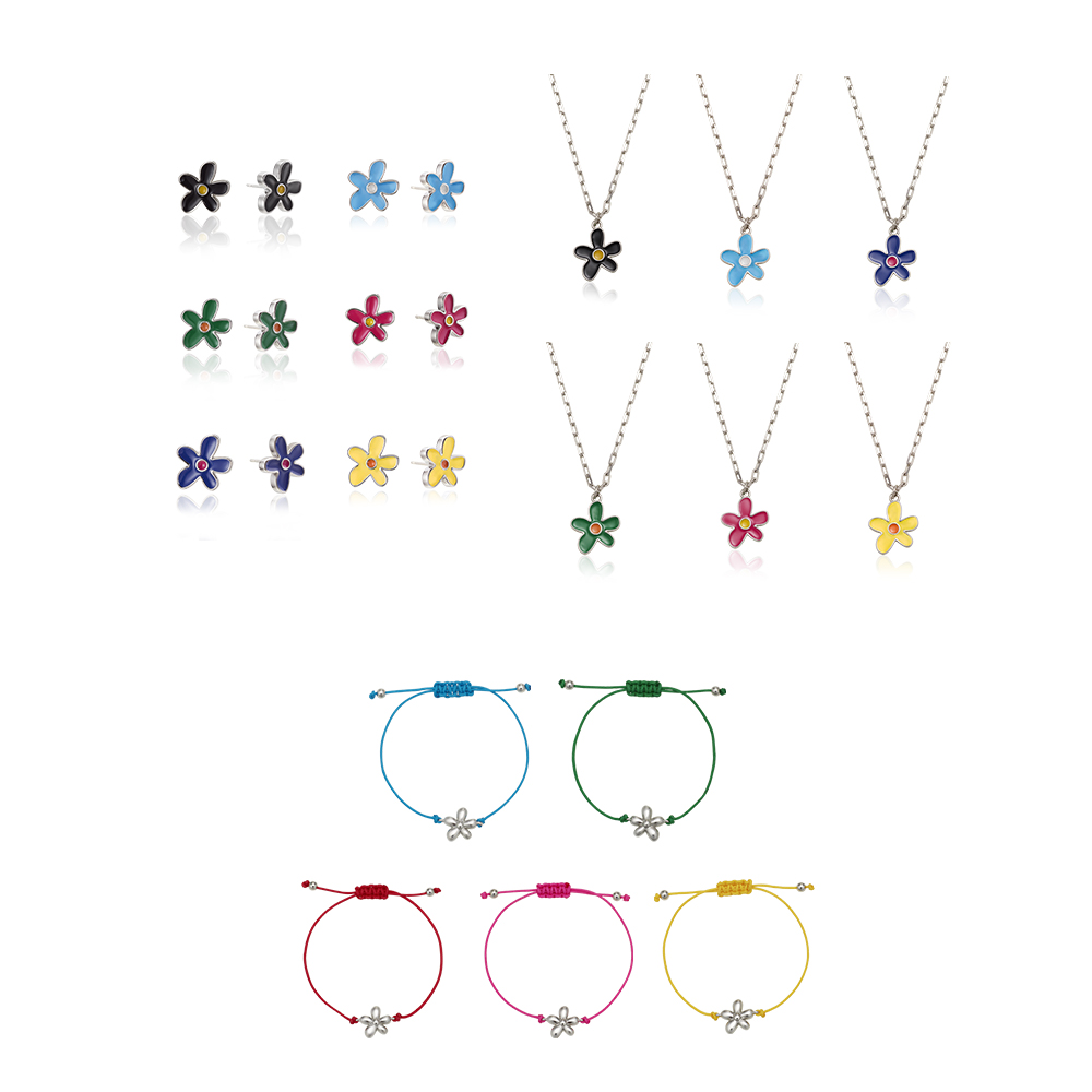 [SET] Tropical Flower Earrings + Necklace + Bracelet