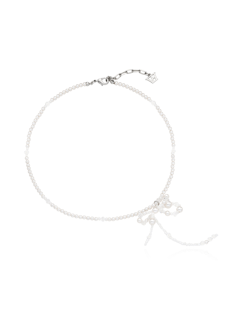 White Blossom Ribbon Necklace_VH2412NE008M
