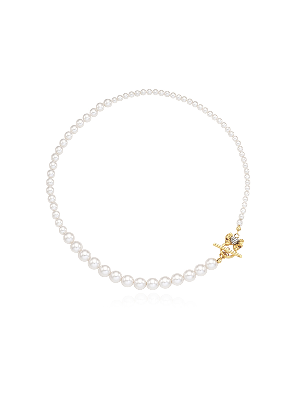 Tiny Ribbon Pearl Necklace_VH2412NE001M