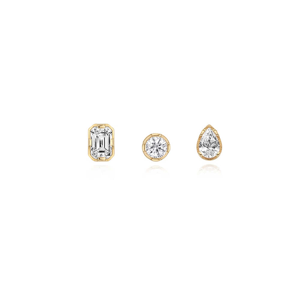 [14K Gold]Bezel Stone Earring (Single)