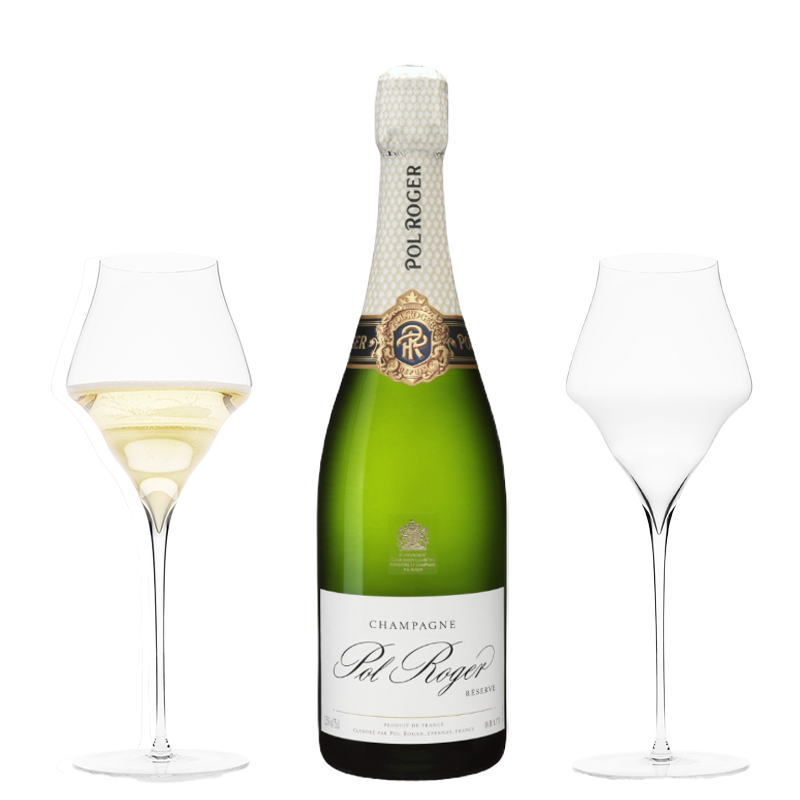 Pol Roger Brut Reserve + JOSEPHINE No 4 – Champagne Gift Box (2 Glass)