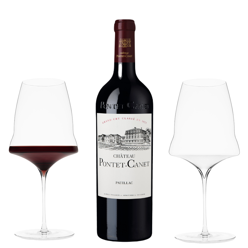 Chateau Pontet-Canet 2007 + JOSEPHINE No 3 – Red Gift Box (2 Glass)