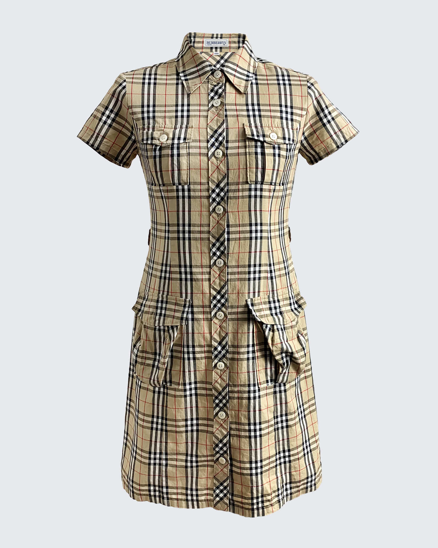 SHORT SLEEVE VINTAGE CHECK SHIRT DRESS (150)