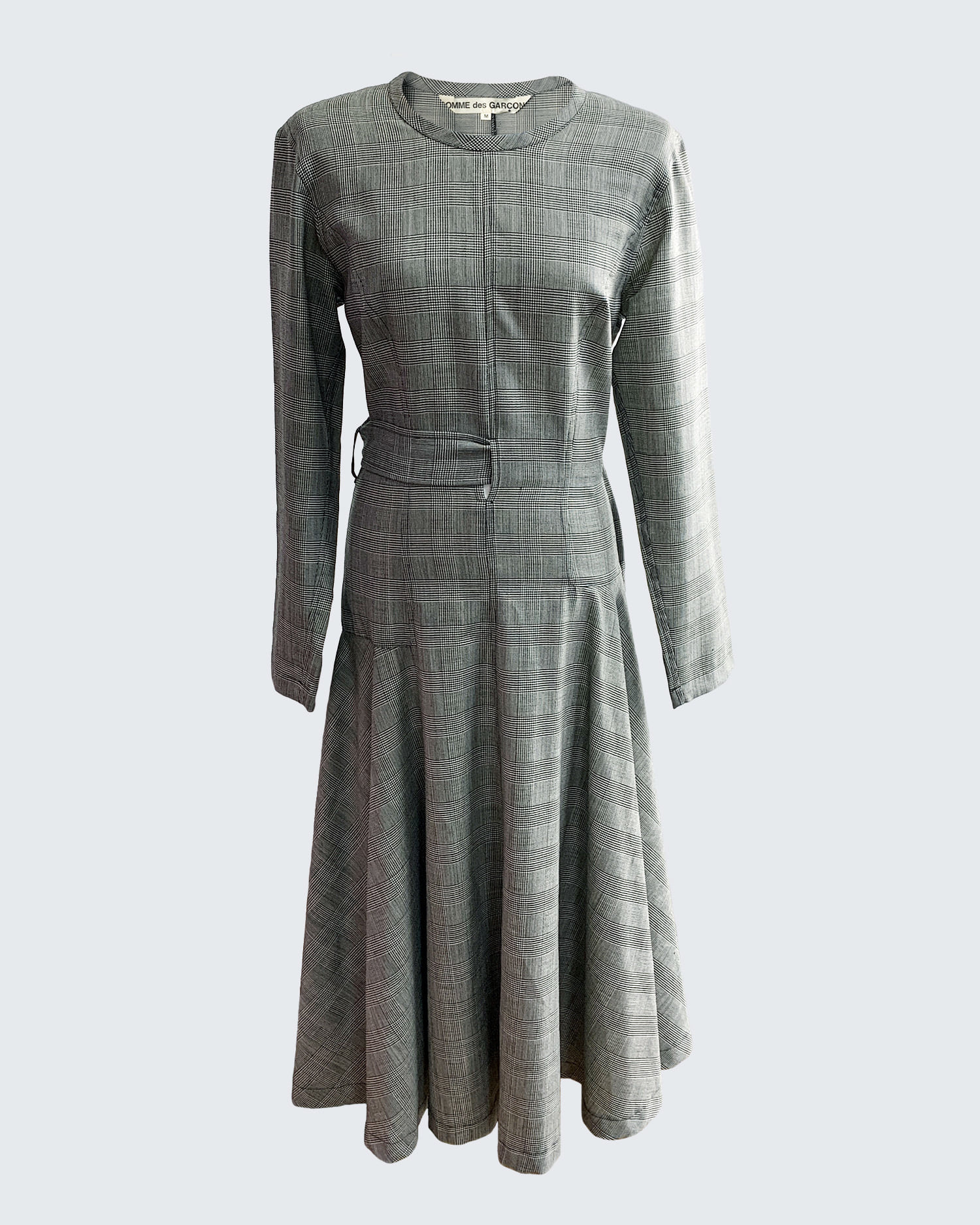 WOOL GLEN CHECK LONG DRESS (M)