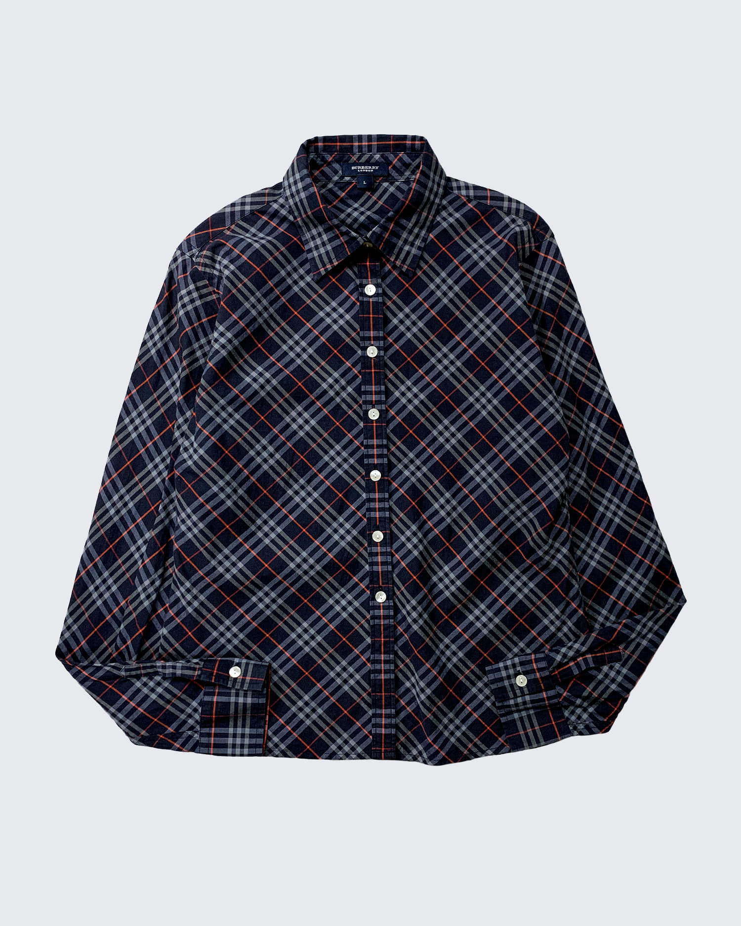 NAVY NOVA CHECK COTTON SHIRT (L)