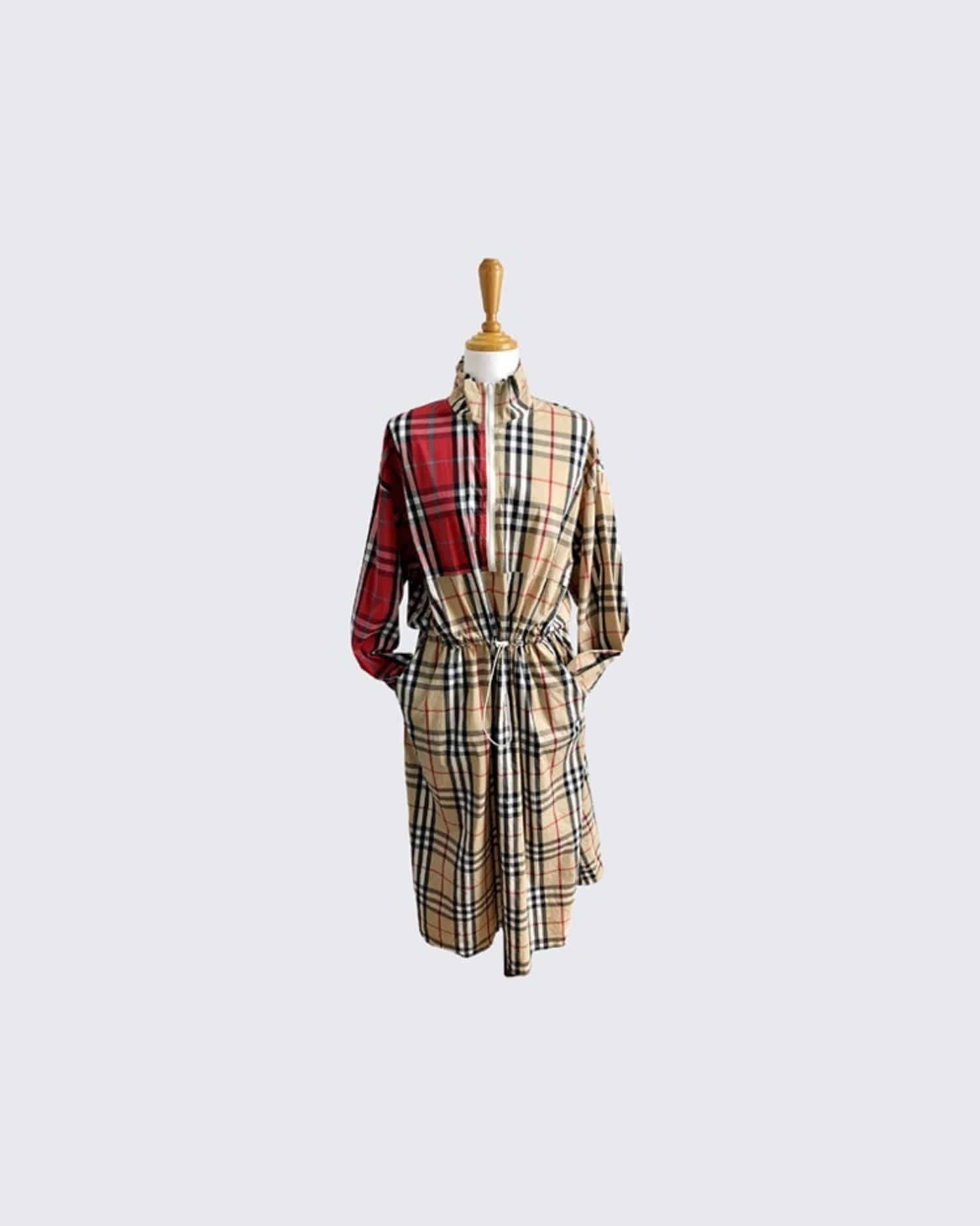 PATCHWORK VINTAGE CHECK DRESS (L)