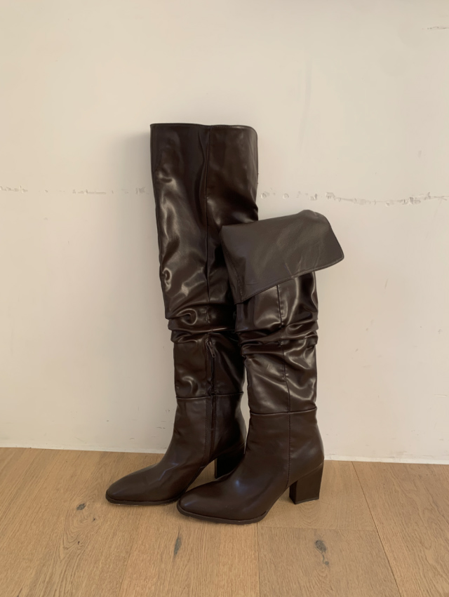【suzen】Rosion Wrinkle Two Way Long Boots SUZEN :: 스젠