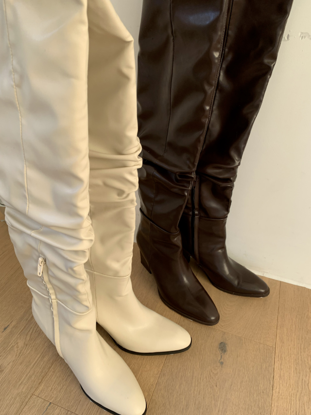 【suzen】Rosion Wrinkle Two Way Long Boots SUZEN :: 스젠