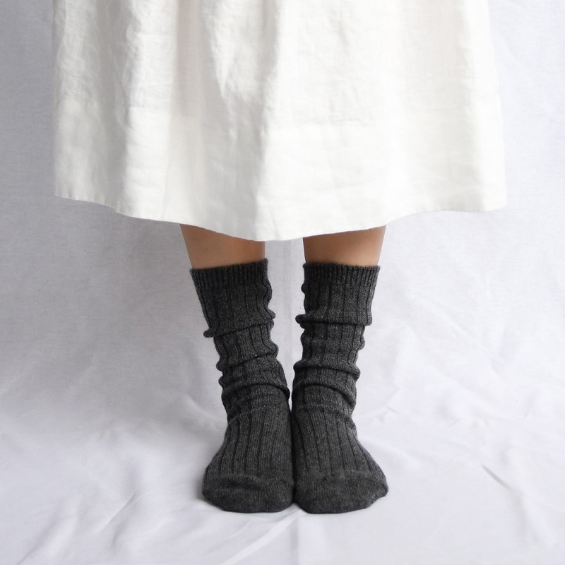 LEMAR [Lemar] NISHIGUCHI KUTSUSHITA_Cashmere Ribbed Socks_NK0205 NISHIGUCHI KUTSUSHITA