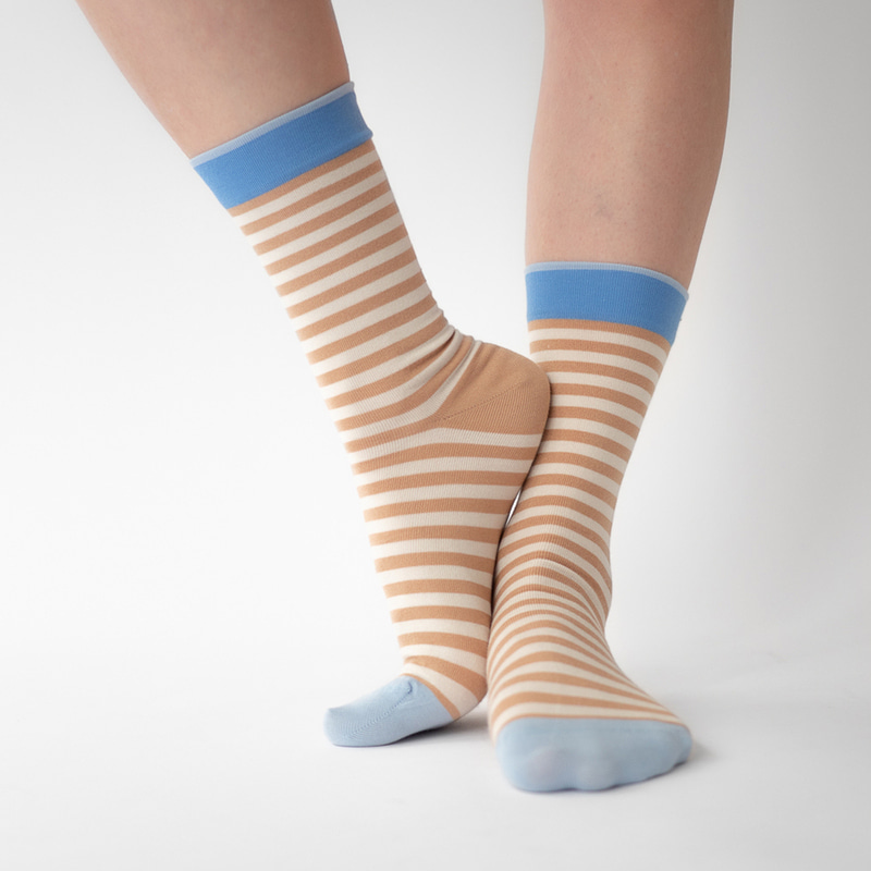 LEMAR [Lemar] Bonne Maison_Sock Stripe Praline_RY123 BONNE MAISON