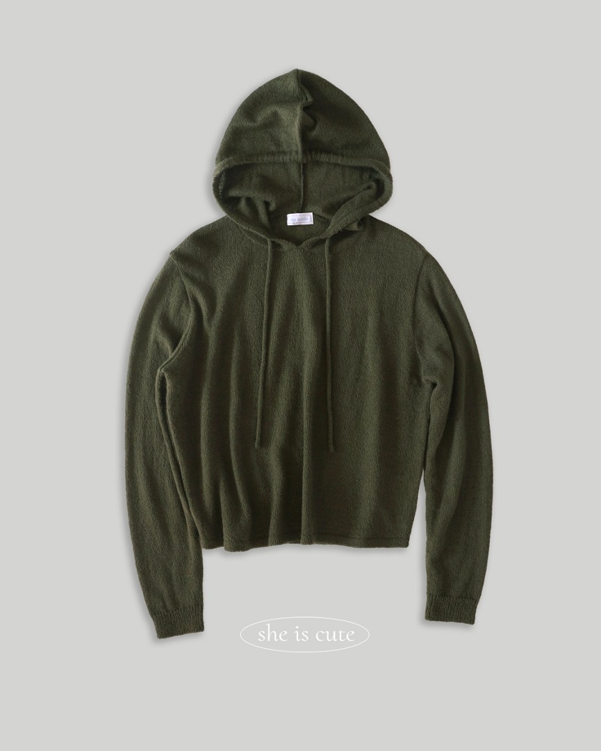 Mild knit hoodie Olive