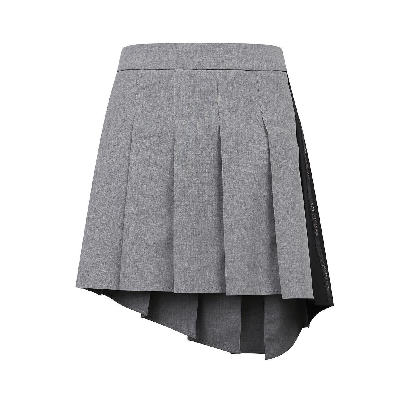 WOMEN UNIBALANCED PLEATS SKIRT_GY