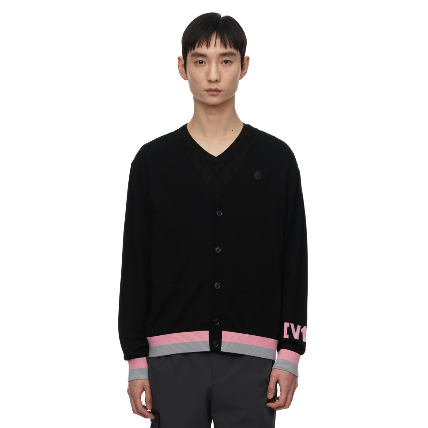 [UNISEX] UNI V-LINE CARDIGAN_BK