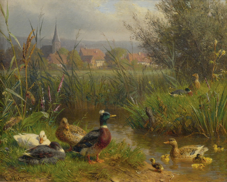 Carl Jutz - Enten am Teich