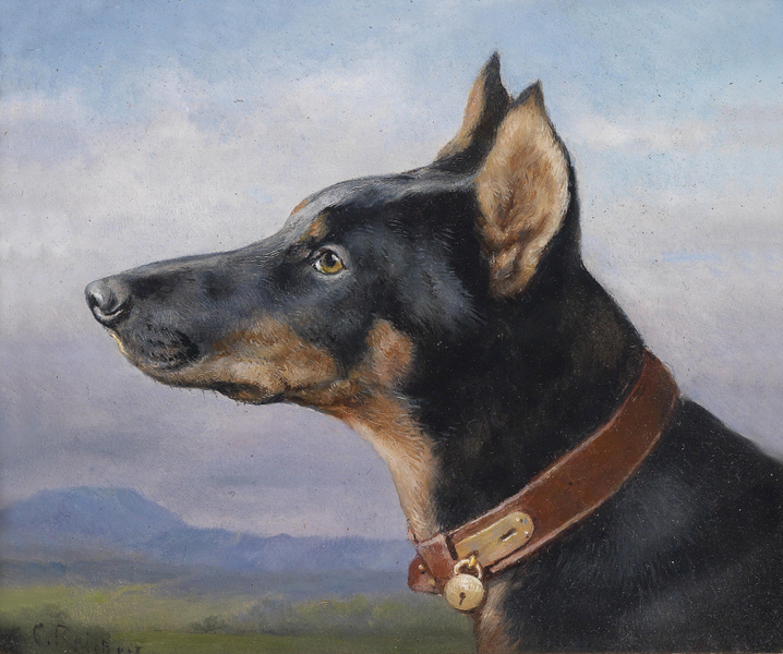 Carl Reichert - Portrait eines Dobermanns 1916