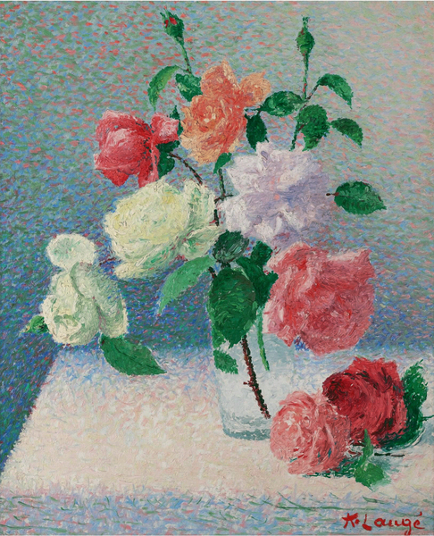 Achille Laugé - BOUQUET DE ROSES DANS UN VERRE