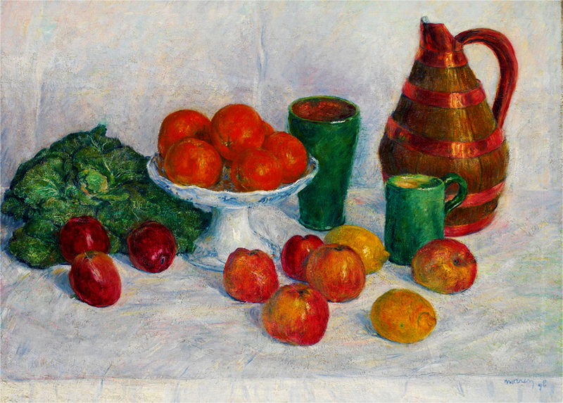 GEORGES MORREN -  Nature morte aux fruits et légumes