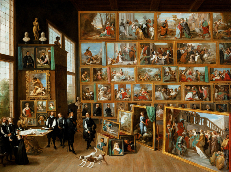 DAVID TENIERS EL JOVEN - El Archiduque Leopoldo Guillermo en su Galería de Bruselas