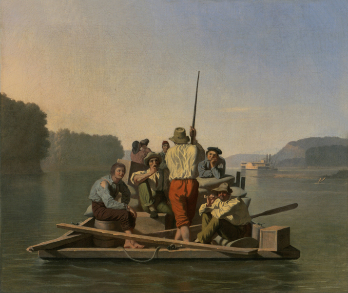 George Caleb Bingham - Lighter Relieving a Steamboat Aground 