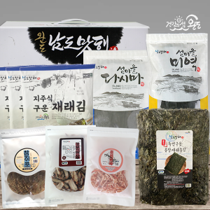 완도청정마켓[남도맛해] 완도 바다품은 종합5호건다시마100g+건미역100g+조미김3봉+두번구운곱창재래돌김50매+가문어200g+진미채200g완도청정바다를 품은 완도특산물선물세트[남도맛해] 완도 바다품은 종합5호건다시마100g+건미역100g+조미김3봉+두번구운곱창재래돌김50매+가문어200g+진미채200g완도청정바다를 품은 완도특산물선물세트자체브랜드기본트렌드