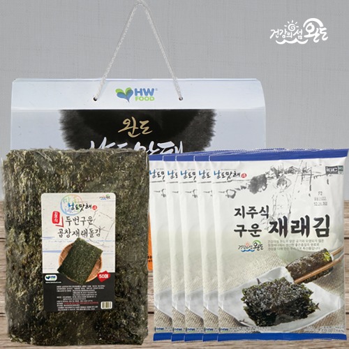 완도청정마켓[남도맛해] 지주식 명품 곱창재래돌김세트 5호(두번구운곱창재래돌김(50매/화입) 1속+조미김(5매/25g)5봉[남도맛해] 지주식 명품 곱창재래돌김세트 5호(두번구운곱창재래돌김(50매/화입) 1속+조미김(5매/25g)5봉남도맛해기본트렌드