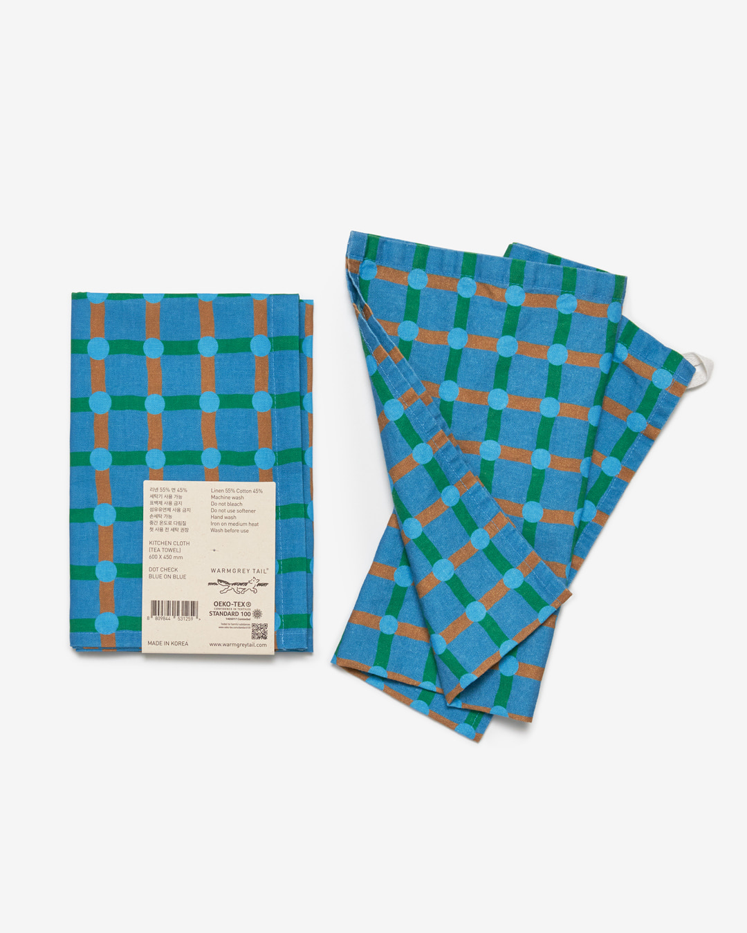 DOT CHECK KITCHEN CLOTH - BLUE ON BLUE