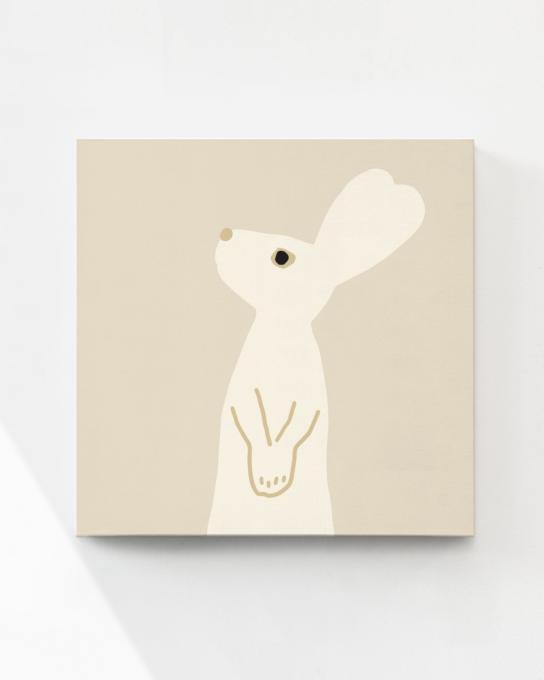 HEART RABBIT - BEIGE CANVAS [SQUARE]