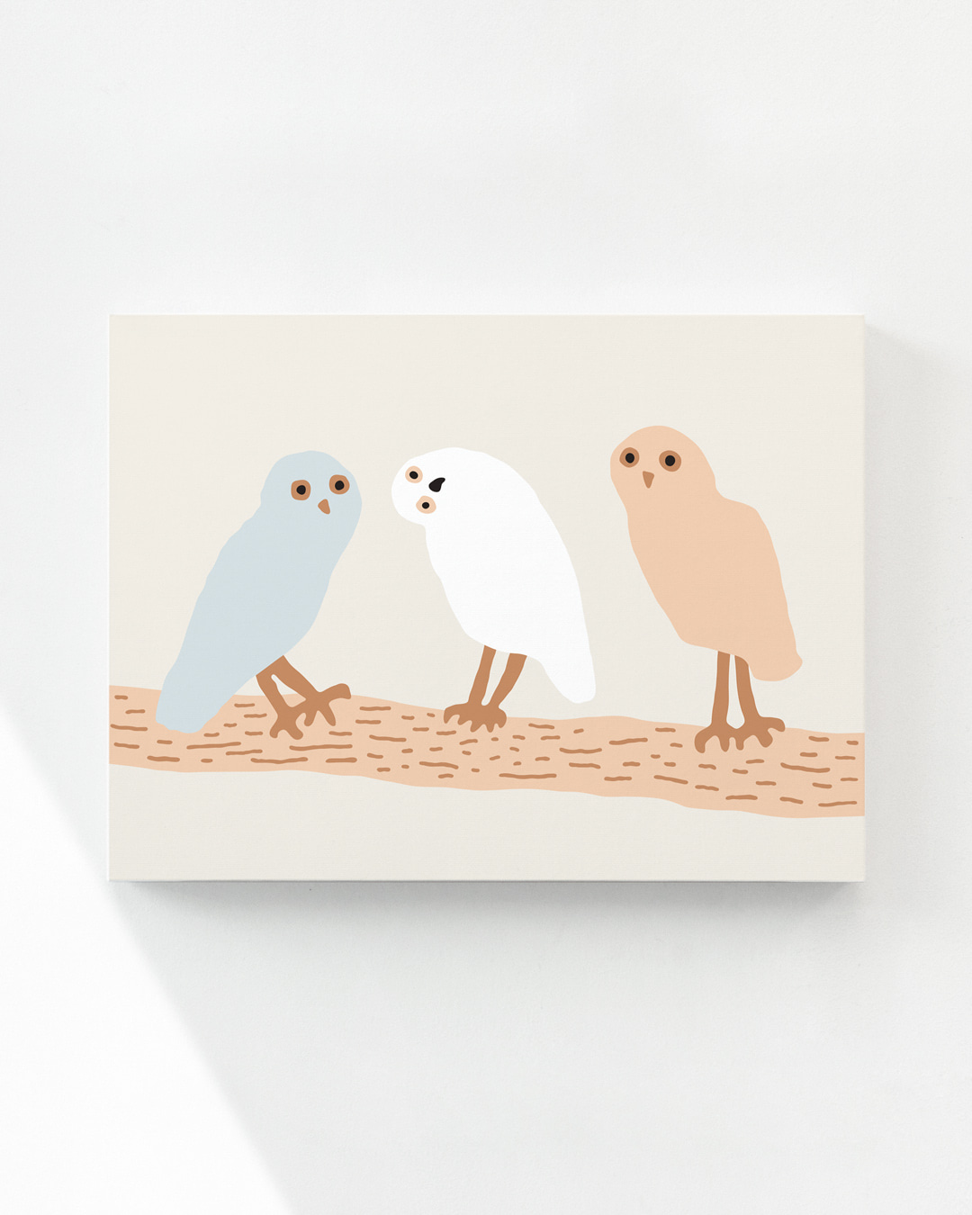 HELLO OWLS - LIGHT GREY CANVAS