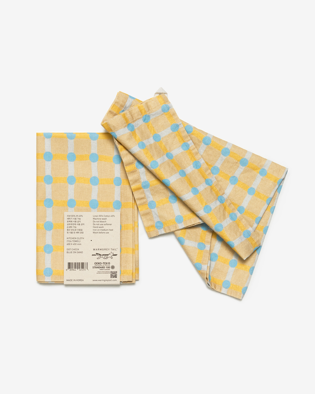 DOT CHECK KITCHEN CLOTH - BLUE ON SAND