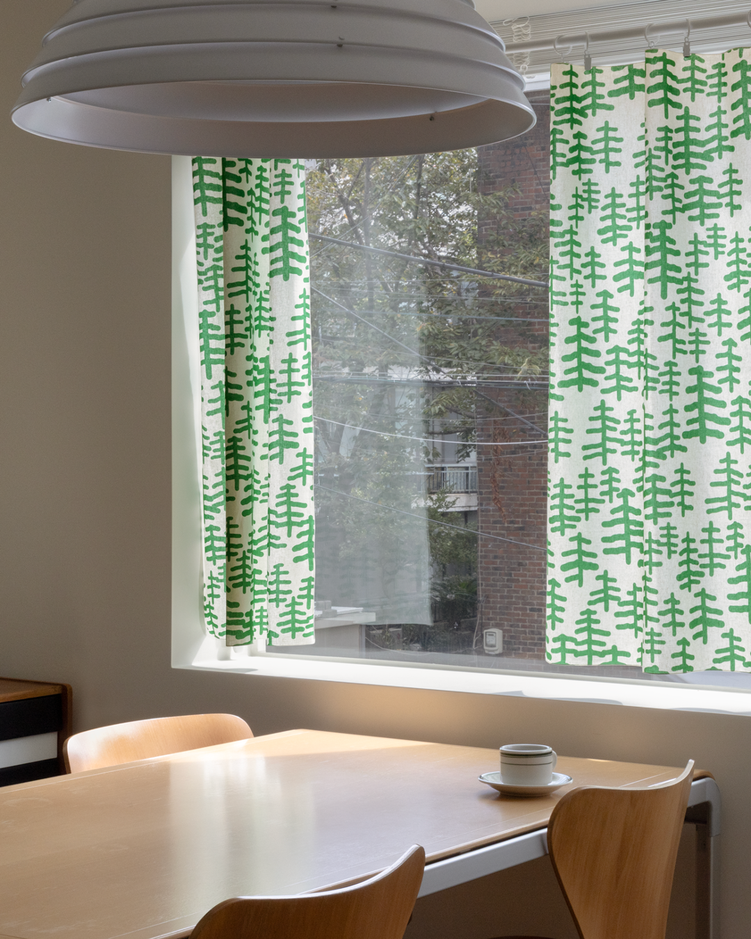 TREE &amp; TREE WINDOW CURTAIN - GREEN