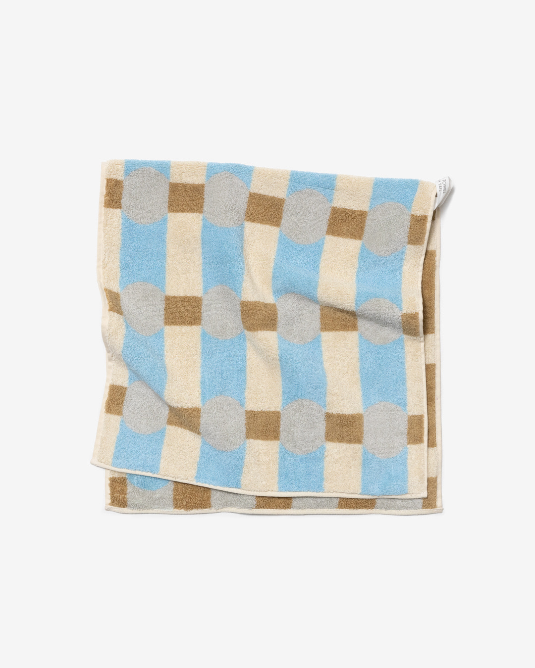 DOT CHECK FACE TOWEL - GREY ON CREAM