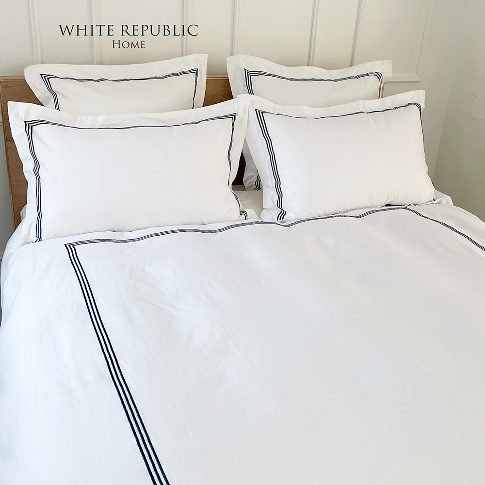 [시즌아웃-60%] Dulwich Collection Duvet cover (White-Navy)