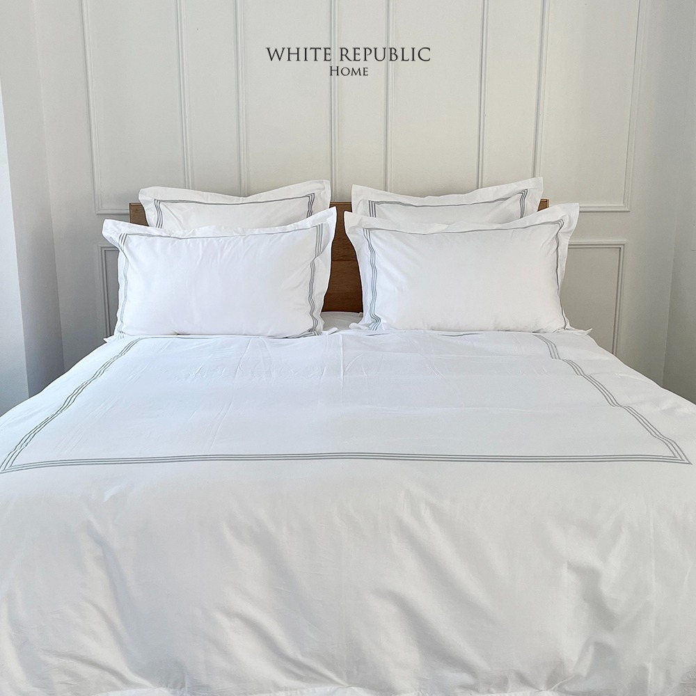 [시즌아웃-60%] Dulwich Collection Duvet Cover (White-Silver)