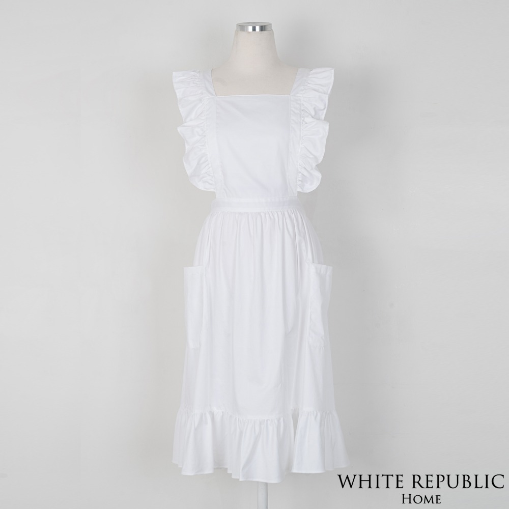 Charlet Ruffle Apron White