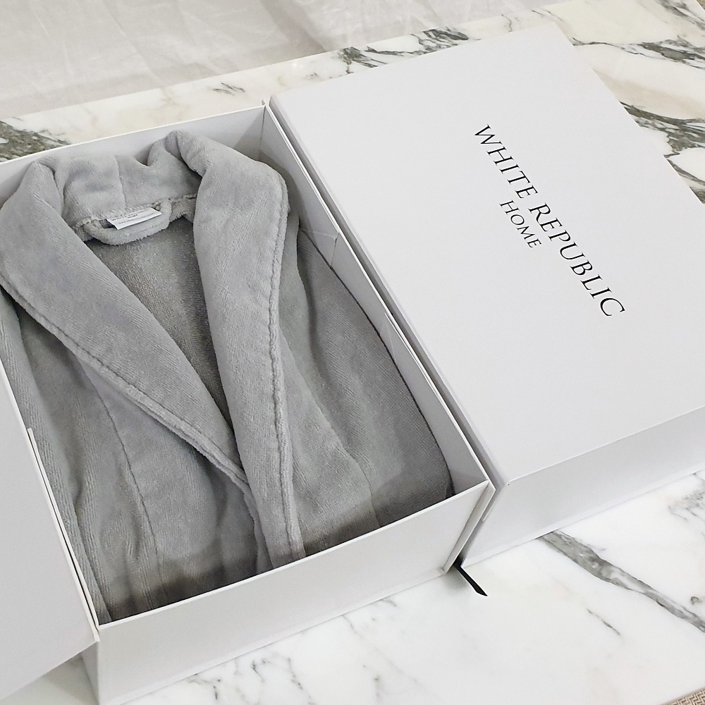 오성급호텔 순면 100% Dorchester Bathrobe (F/M) (White /Light Grey)