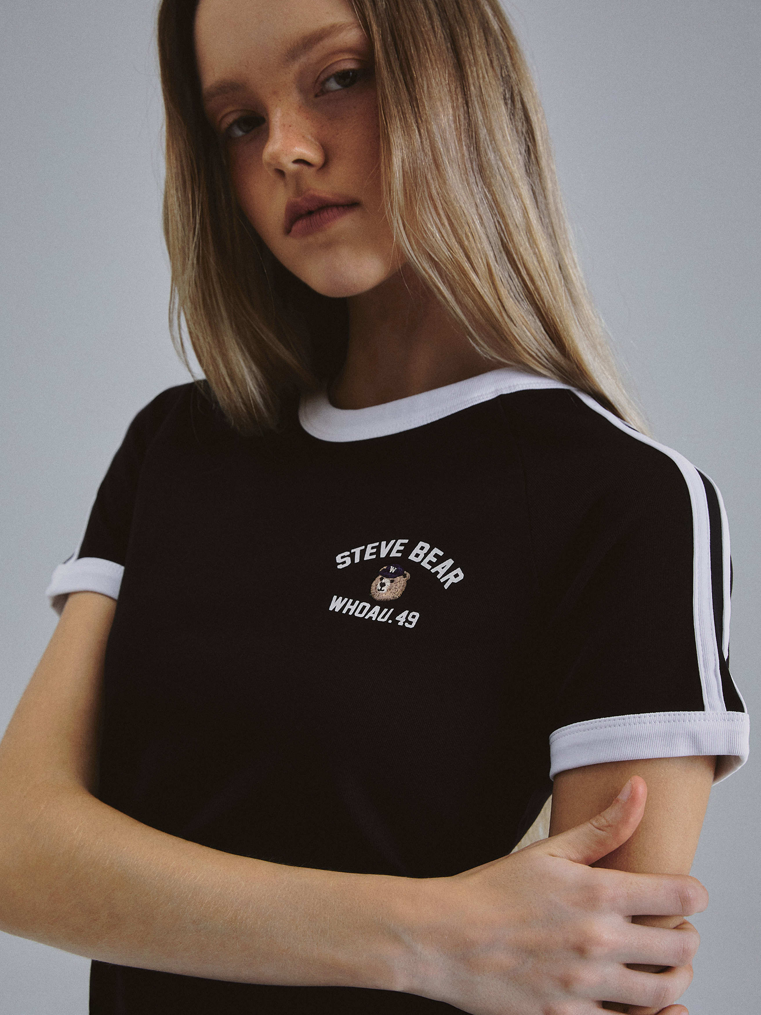 Steve Track Line Ringer T-shirt[B] - 후아유닷컴