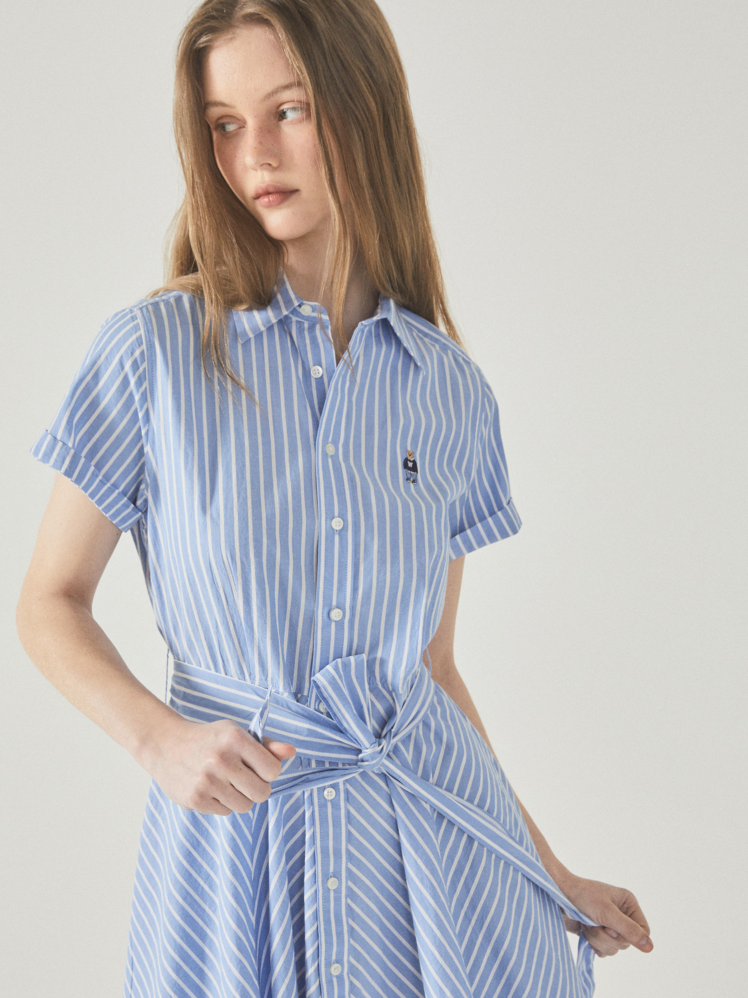 Steve Short Sleeve Strap Shirts Dress - 후아유닷컴