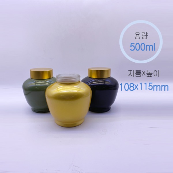 500ml 항아리 유리병(600g) + 58파이캡 (36개/1box)