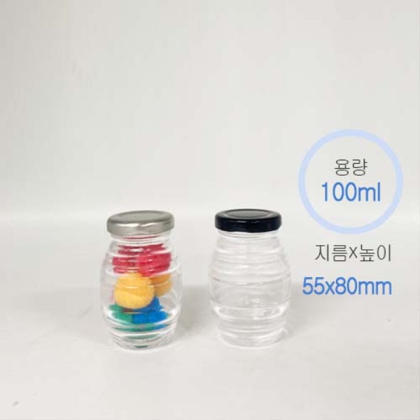 100ml 투명꿀병+러그캡43⏀ (162개/1box)