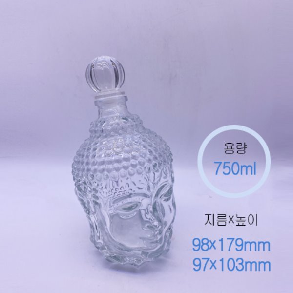 750ml 투명 부처님 유리병 (1EA)