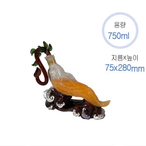 750ml 투명 산삼모양 주류병