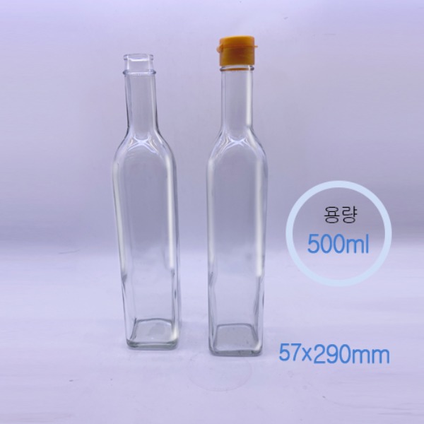 [오일병] 사각 500ml 투명 (높은거) + 원터치 캡/ 40병/1박스