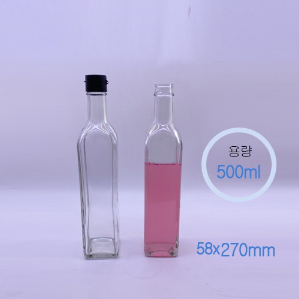 [오일병] 사각 500ml 투명+ 원터치 캡/ 24병/박스