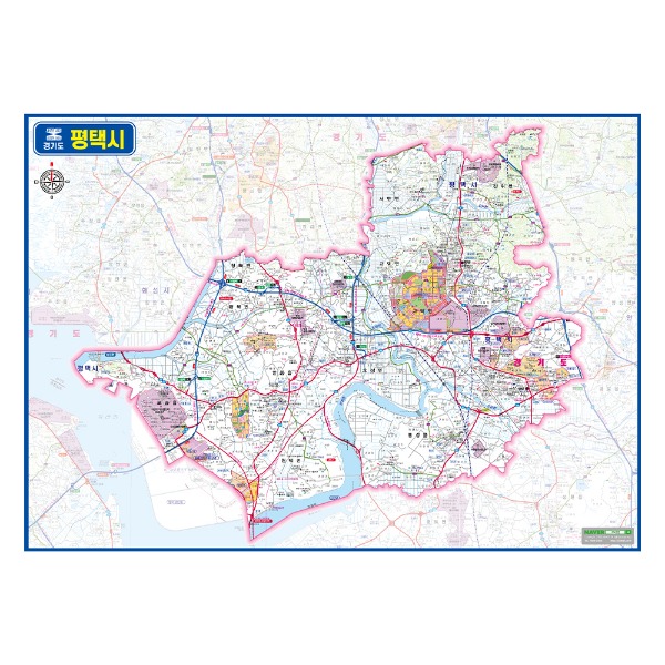 경기도 평택시관내도 경계지도 코팅형 110cmX78cm